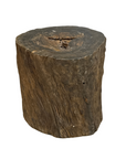 Rustic Textured Free-Form Reclaimed Tree Trunk Side Pedestal - FEA Home