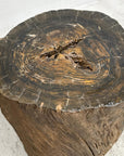 Rustic Textured Free-Form Reclaimed Tree Trunk Side Pedestal - FEA Home