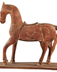 Rustic Vintage Carved Wooden Horse with Saddle on Stand, circa 1950-1. Asian & Chinese Furniture, Art, Antiques, Vintage Home Décor for sale at FEA Home