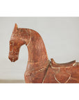 Rustic Vintage Carved Wooden Horse with Saddle on Stand, circa 1950-4. Asian & Chinese Furniture, Art, Antiques, Vintage Home Décor for sale at FEA Home