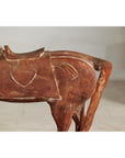 Rustic Vintage Carved Wooden Horse with Saddle on Stand, circa 1950-6. Asian & Chinese Furniture, Art, Antiques, Vintage Home Décor for sale at FEA Home