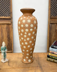 Sand Orange Textured Ceramic Lamp Base with White Polka Dots - FEA Home