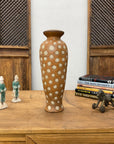Sand Orange Textured Ceramic Lamp Base with White Polka Dots - FEA Home