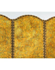 Scalloped Four-Panel Screen in Distressed Gold Leaf with Nailhead Trim-10. Asian & Chinese Furniture, Art, Antiques, Vintage Home Décor for sale at FEA Home