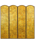 Scalloped Four-Panel Screen in Distressed Gold Leaf with Nailhead Trim-17. Asian & Chinese Furniture, Art, Antiques, Vintage Home Décor for sale at FEA Home