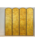 Scalloped Four-Panel Screen in Distressed Gold Leaf with Nailhead Trim-2. Asian & Chinese Furniture, Art, Antiques, Vintage Home Décor for sale at FEA Home