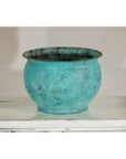 Set of Three Aged Vintage Turquoise Copper Cachepots - image 13