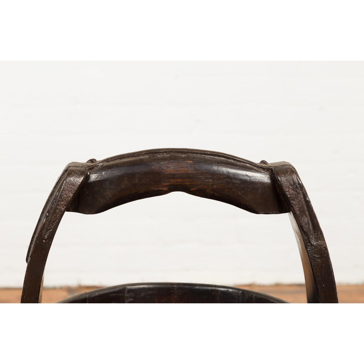 1900s Qing Southern Chinese Wooden Bucket with Large Handle and Metal Accents-11. Asian & Chinese Furniture, Art, Antiques, Vintage Home Décor for sale at FEA Home