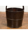 1900s Qing Southern Chinese Wooden Bucket with Large Handle and Metal Accents-12. Asian & Chinese Furniture, Art, Antiques, Vintage Home Décor for sale at FEA Home