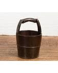 1900s Qing Southern Chinese Wooden Bucket with Large Handle and Metal Accents-4. Asian & Chinese Furniture, Art, Antiques, Vintage Home Décor for sale at FEA Home