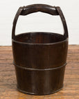 1900s Qing Southern Chinese Wooden Bucket with Large Handle and Metal Accents-5. Asian & Chinese Furniture, Art, Antiques, Vintage Home Décor for sale at FEA Home