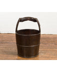 1900s Qing Southern Chinese Wooden Bucket with Large Handle and Metal Accents-9. Asian & Chinese Furniture, Art, Antiques, Vintage Home Décor for sale at FEA Home