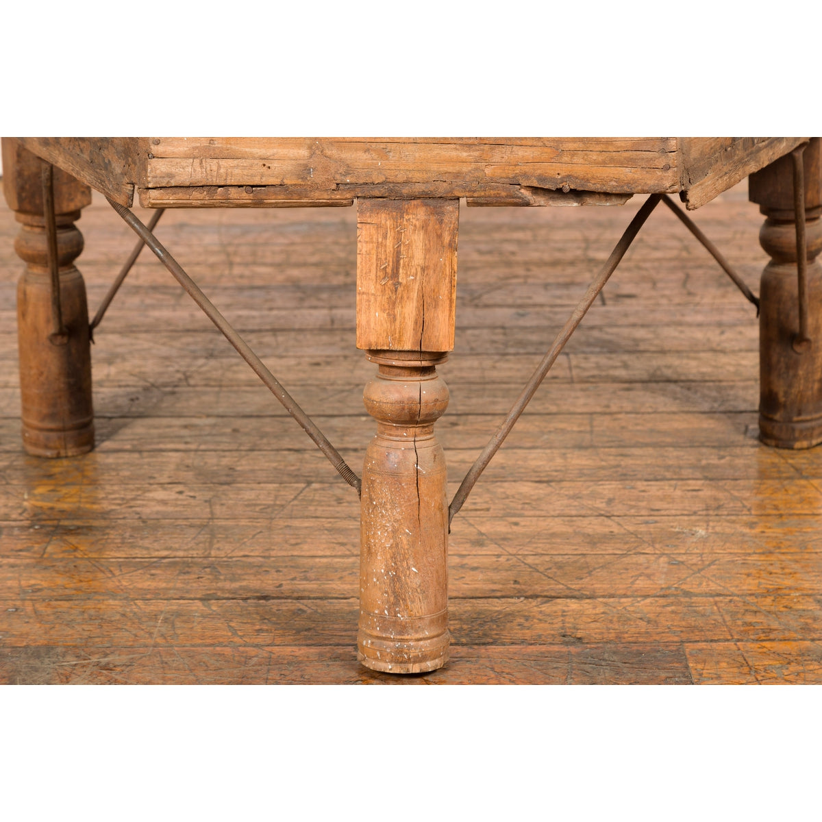 19th Century Indian Bullock Cart Made into a Coffee Table with Iron Details-8. Asian & Chinese Furniture, Art, Antiques, Vintage Home Décor for sale at FEA Home