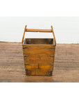 19th Century Wood and Metal Grain Basket with Carrying Handle-10. Asian & Chinese Furniture, Art, Antiques, Vintage Home Décor for sale at FEA Home