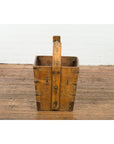 19th Century Wood and Metal Grain Basket with Carrying Handle-11. Asian & Chinese Furniture, Art, Antiques, Vintage Home Décor for sale at FEA Home