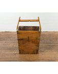 19th Century Wood and Metal Grain Basket with Carrying Handle-12. Asian & Chinese Furniture, Art, Antiques, Vintage Home Décor for sale at FEA Home