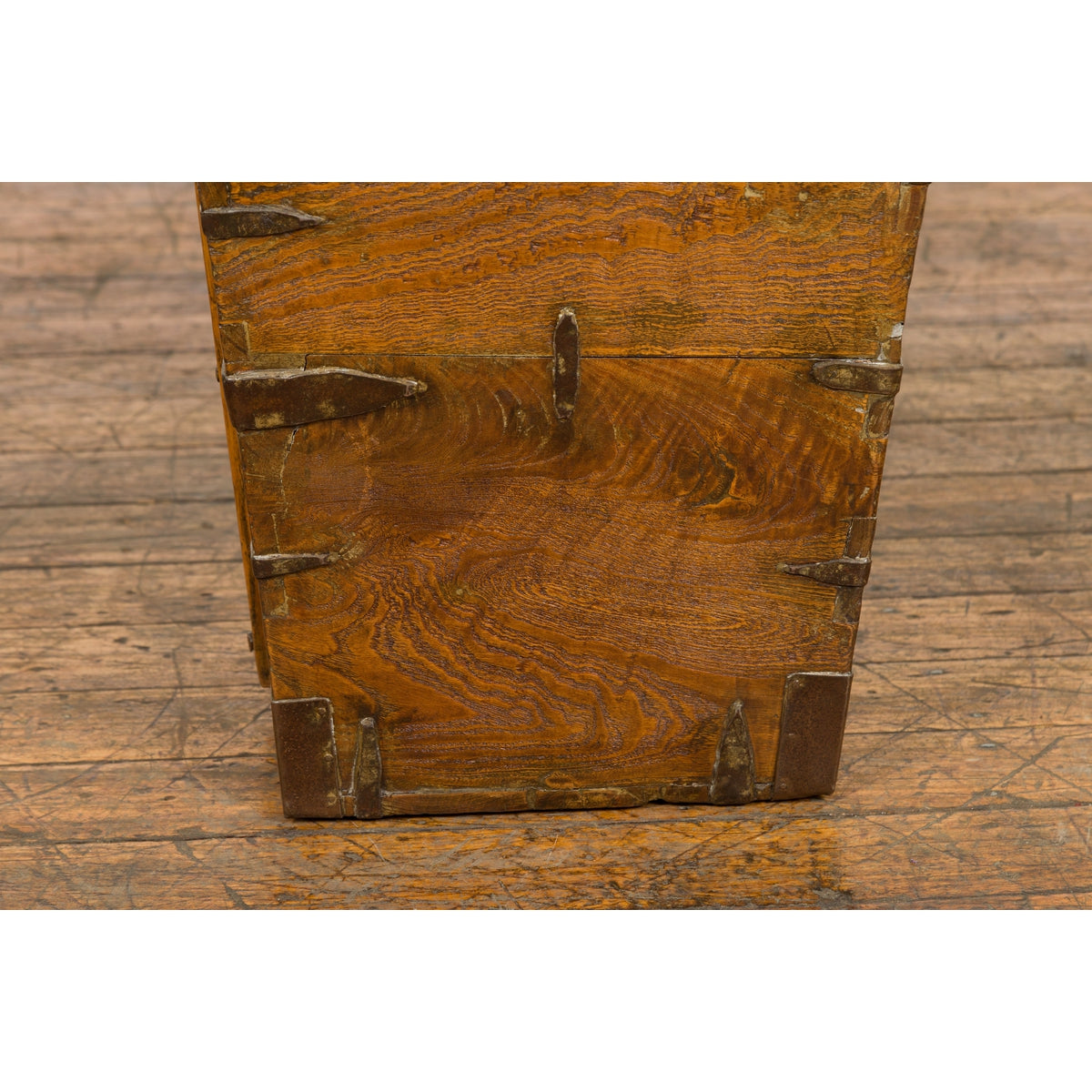 19th Century Wood and Metal Grain Basket with Carrying Handle-6. Asian & Chinese Furniture, Art, Antiques, Vintage Home Décor for sale at FEA Home