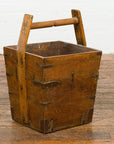 19th Century Wood and Metal Grain Basket with Carrying Handle-8. Asian & Chinese Furniture, Art, Antiques, Vintage Home Décor for sale at FEA Home