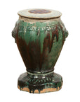 Antique Annamese Green and Brown Glazed Ceramic Garden Seat on Shaped Base-1. Asian & Chinese Furniture, Art, Antiques, Vintage Home Décor for sale at FEA Home