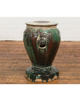 Antique Annamese Green and Brown Glazed Ceramic Garden Seat on Shaped Base-12. Asian & Chinese Furniture, Art, Antiques, Vintage Home Décor for sale at FEA Home