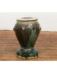Antique Annamese Green and Brown Glazed Ceramic Garden Seat on Shaped Base-14. Asian & Chinese Furniture, Art, Antiques, Vintage Home Décor for sale at FEA Home