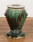 Antique Annamese Green and Brown Glazed Ceramic Garden Seat on Shaped Base-2. Asian & Chinese Furniture, Art, Antiques, Vintage Home Décor for sale at FEA Home