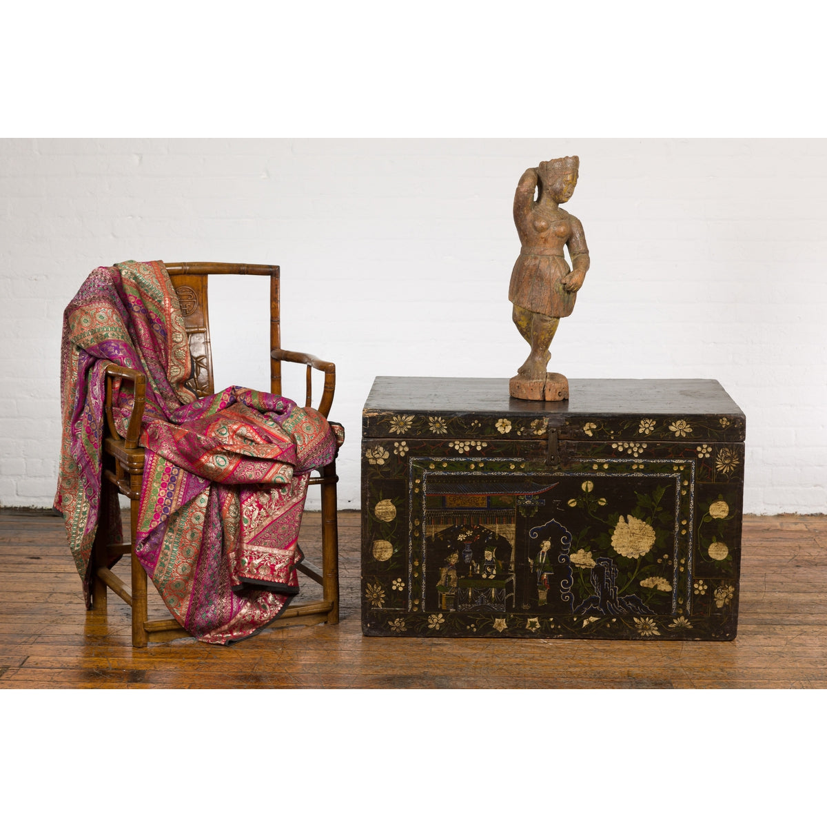 Wooden Temple Sculpture of a Woman-3. Asian & Chinese Furniture, Art, Antiques, Vintage Home Décor for sale at FEA Home