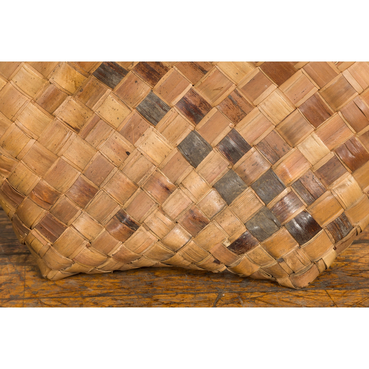 Antique Rustic Hand Woven Karagumoy Filipino Two Toned Grain Basket-11. Asian & Chinese Furniture, Art, Antiques, Vintage Home Décor for sale at FEA Home