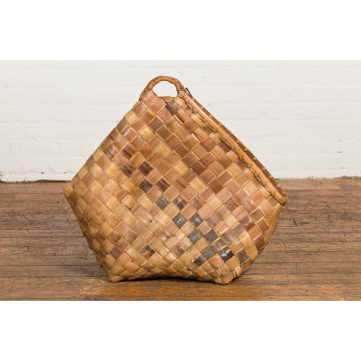 Antique Rustic Hand Woven Karagumoy Filipino Two Toned Grain Basket-5. Asian & Chinese Furniture, Art, Antiques, Vintage Home Décor for sale at FEA Home