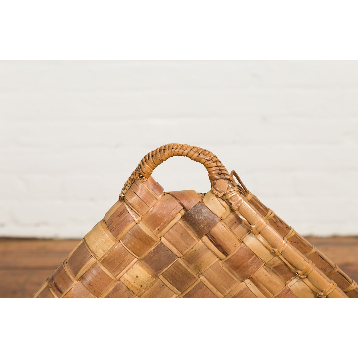 Antique Rustic Hand Woven Karagumoy Filipino Two Toned Grain Basket-6. Asian & Chinese Furniture, Art, Antiques, Vintage Home Décor for sale at FEA Home