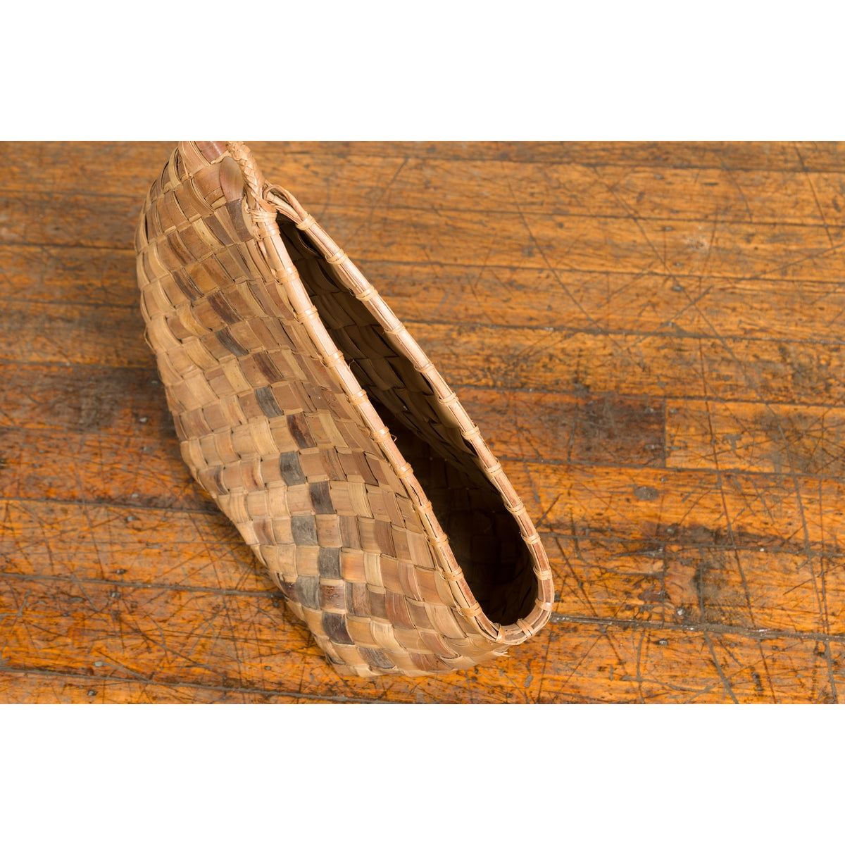 Antique Rustic Hand Woven Karagumoy Filipino Two Toned Grain Basket-7. Asian & Chinese Furniture, Art, Antiques, Vintage Home Décor for sale at FEA Home