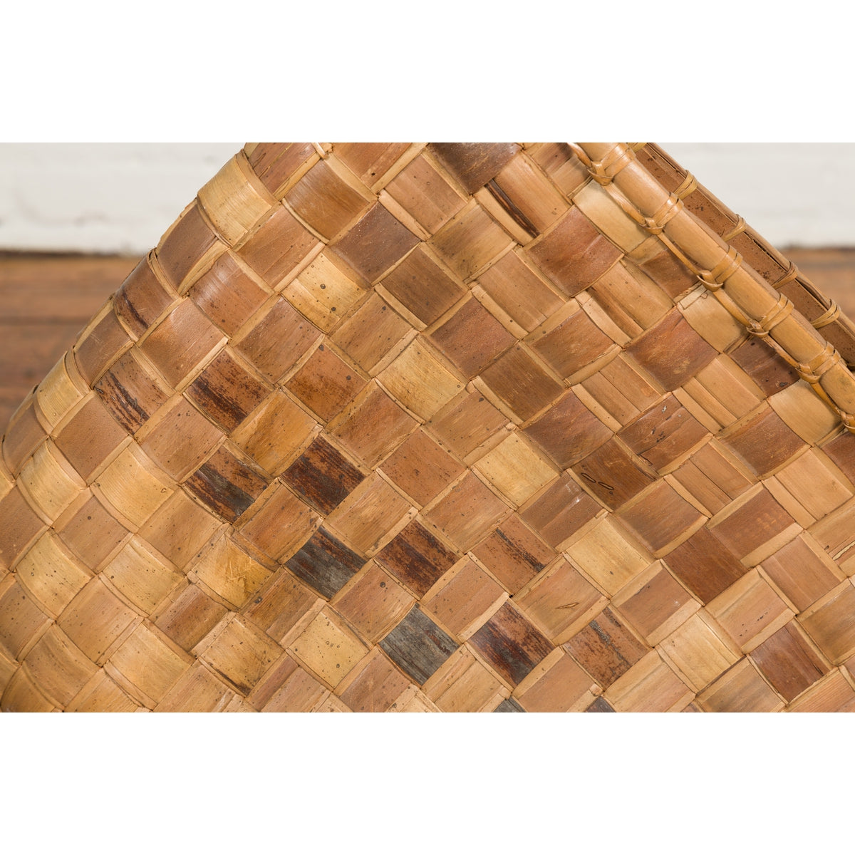 Antique Rustic Hand Woven Karagumoy Filipino Two Toned Grain Basket-8. Asian & Chinese Furniture, Art, Antiques, Vintage Home Décor for sale at FEA Home