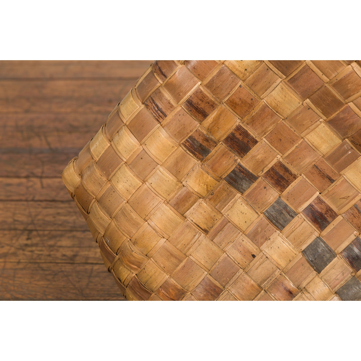 Antique Rustic Hand Woven Karagumoy Filipino Two Toned Grain Basket-9. Asian & Chinese Furniture, Art, Antiques, Vintage Home Décor for sale at FEA Home