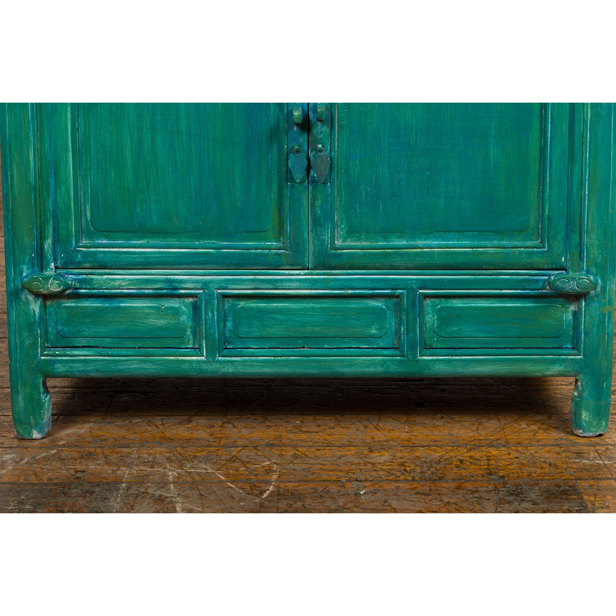 Aqua Teal Side Cabinet with Two Drawers over Two Doors-10. Asian & Chinese Furniture, Art, Antiques, Vintage Home Décor for sale at FEA Home
