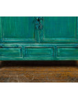 Aqua Teal Side Cabinet with Two Drawers & Double Doors-10. Asian & Chinese Furniture, Art, Antiques, Vintage Home Décor for sale at FEA Home