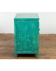 Aqua Teal Side Cabinet with Two Drawers & Double Doors-12. Asian & Chinese Furniture, Art, Antiques, Vintage Home Décor for sale at FEA Home