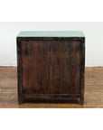 Aqua Teal Side Cabinet with Two Drawers & Double Doors-13. Asian & Chinese Furniture, Art, Antiques, Vintage Home Décor for sale at FEA Home