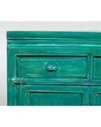 Aqua Teal Side Cabinet with Two Drawers & Double Doors-6. Asian & Chinese Furniture, Art, Antiques, Vintage Home Décor for sale at FEA Home