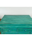 Aqua Teal Side Cabinet with Two Drawers over Two Doors-7. Asian & Chinese Furniture, Art, Antiques, Vintage Home Décor for sale at FEA Home