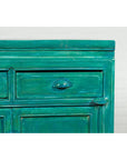 Aqua Teal Side Cabinet with Two Drawers & Double Doors-8. Asian & Chinese Furniture, Art, Antiques, Vintage Home Décor for sale at FEA Home