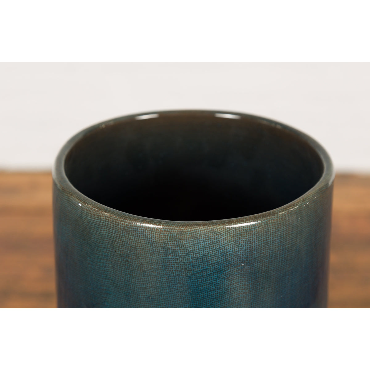 Artisan Made Prem Collection Blue Floor Ceramic Vase with Screen Patterns-11. Asian & Chinese Furniture, Art, Antiques, Vintage Home Décor for sale at FEA Home