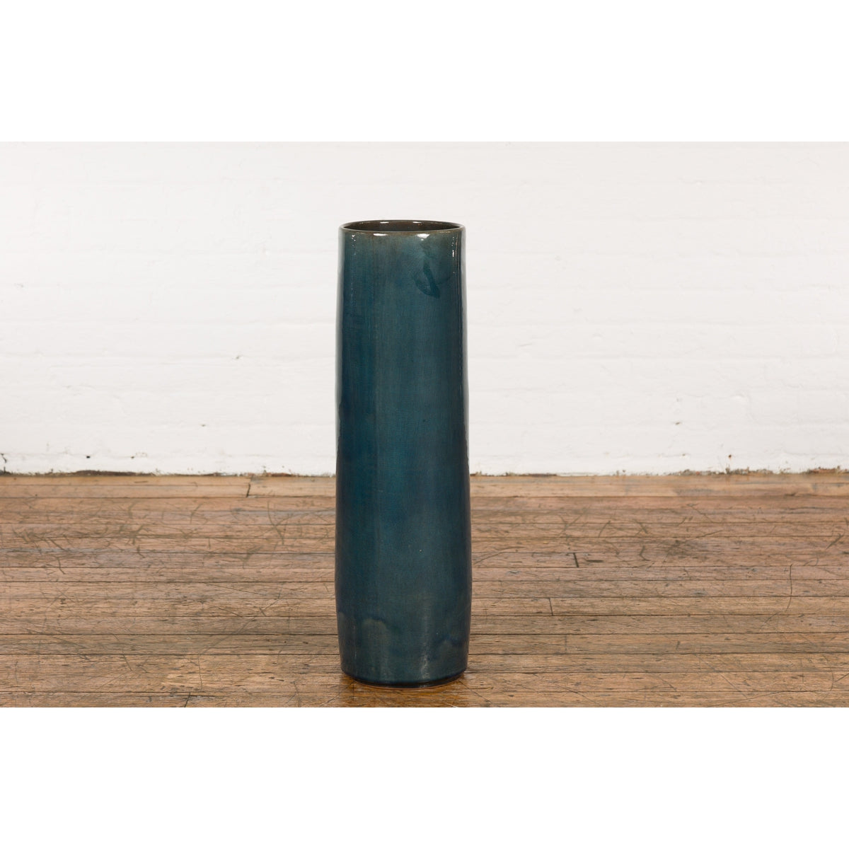 Artisan Made Prem Collection Blue Floor Ceramic Vase with Screen Patterns-13. Asian & Chinese Furniture, Art, Antiques, Vintage Home Décor for sale at FEA Home
