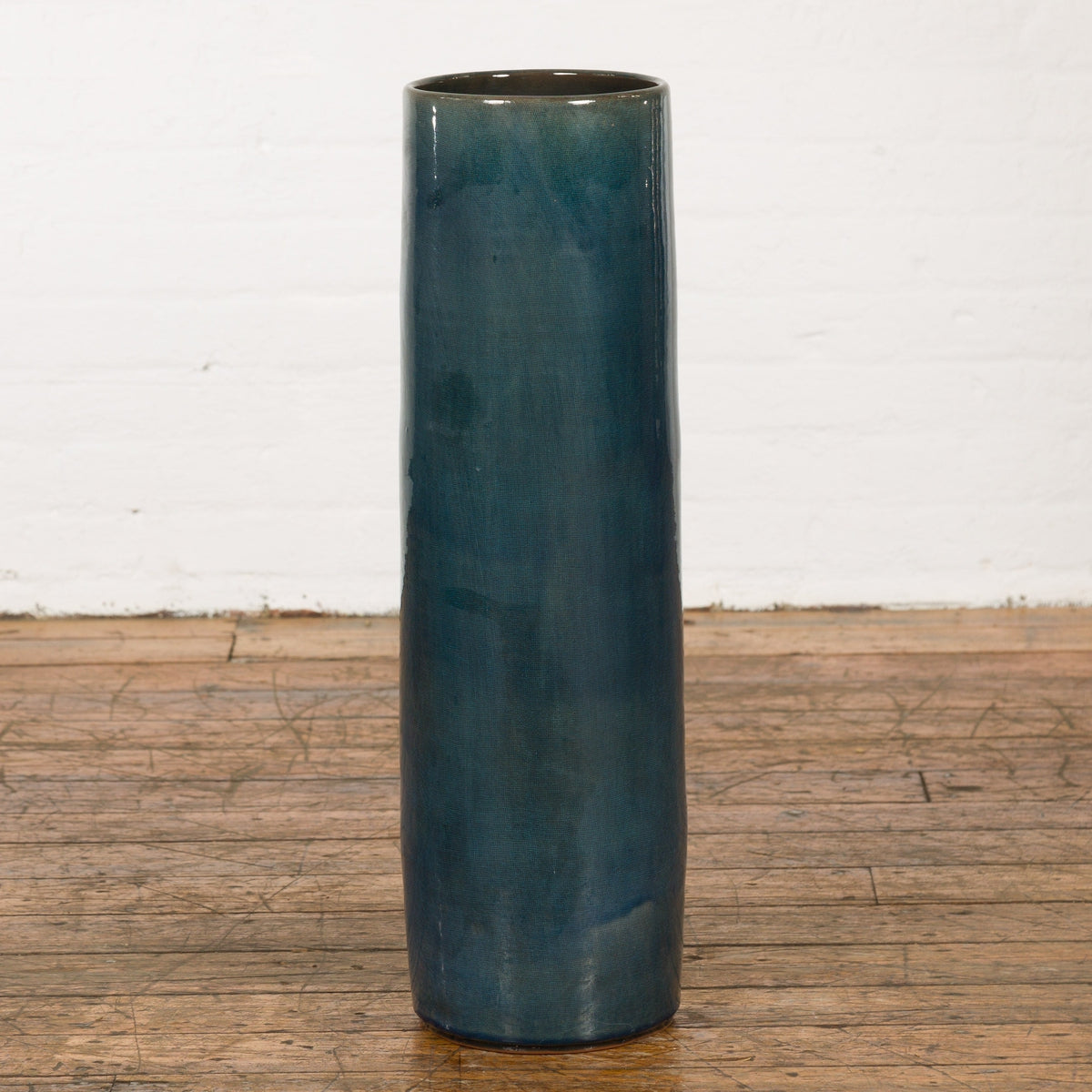 Artisan Made Prem Collection Blue Floor Ceramic Vase with Screen Patterns-14. Asian & Chinese Furniture, Art, Antiques, Vintage Home Décor for sale at FEA Home