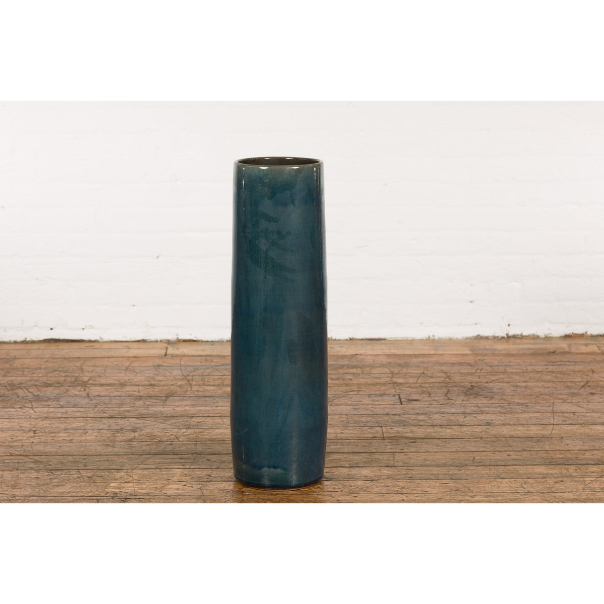 Artisan Made Prem Collection Blue Floor Ceramic Vase with Screen Patterns-15. Asian & Chinese Furniture, Art, Antiques, Vintage Home Décor for sale at FEA Home