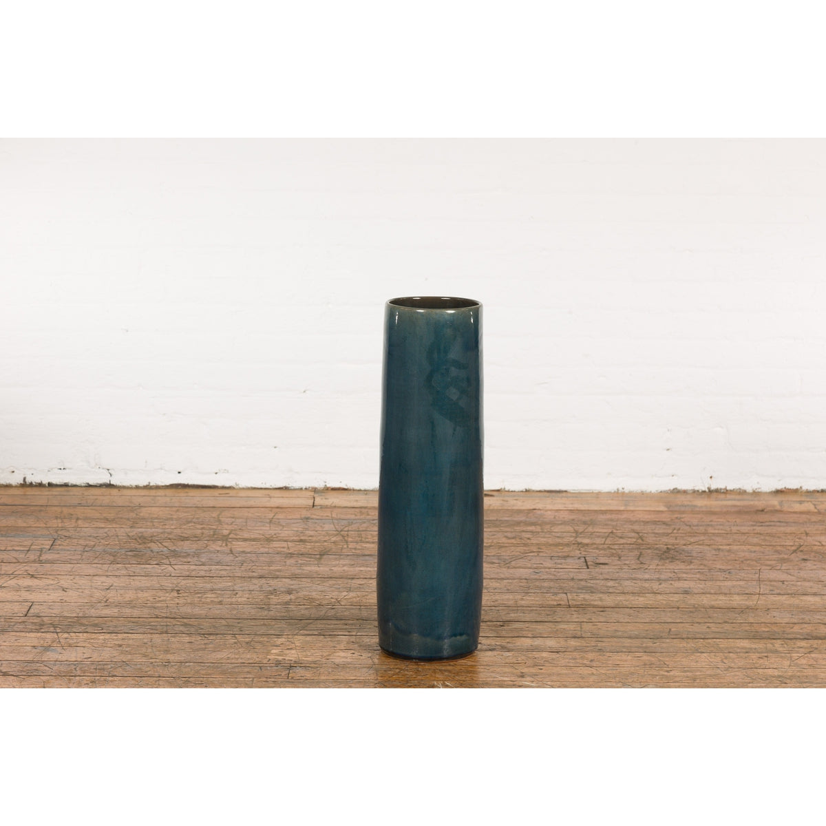 Artisan Made Prem Collection Blue Floor Ceramic Vase with Screen Patterns-4. Asian & Chinese Furniture, Art, Antiques, Vintage Home Décor for sale at FEA Home