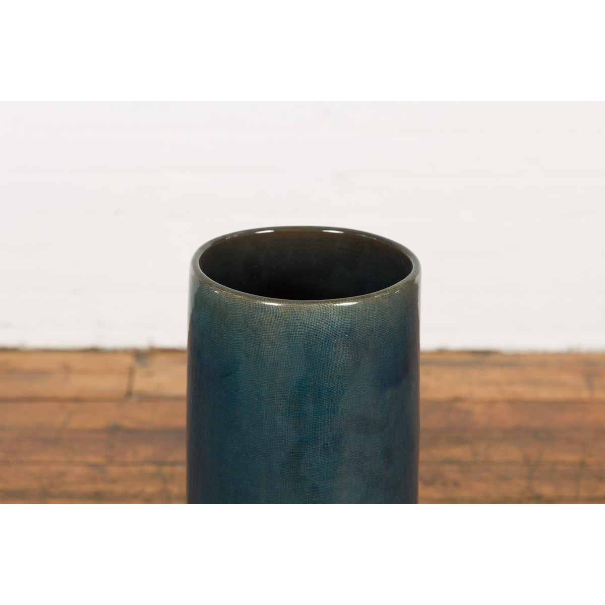 Artisan Made Prem Collection Blue Floor Ceramic Vase with Screen Patterns-5. Asian & Chinese Furniture, Art, Antiques, Vintage Home Décor for sale at FEA Home