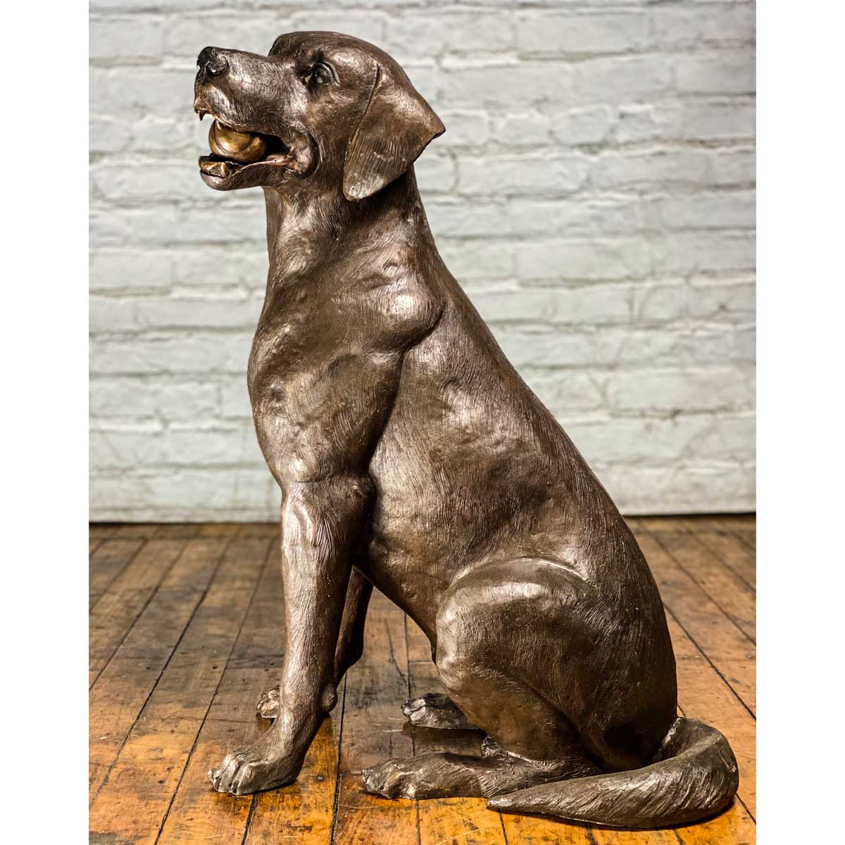Bronze Labrador Dog Statue, "Bailey"-11. Asian & Chinese Furniture, Art, Antiques, Vintage Home Décor for sale at FEA Home