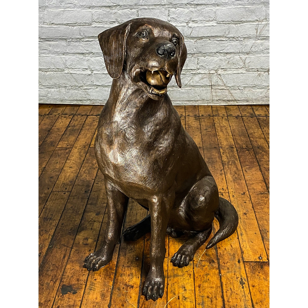 Bronze Labrador Dog Statue, "Bailey"-16. Asian & Chinese Furniture, Art, Antiques, Vintage Home Décor for sale at FEA Home