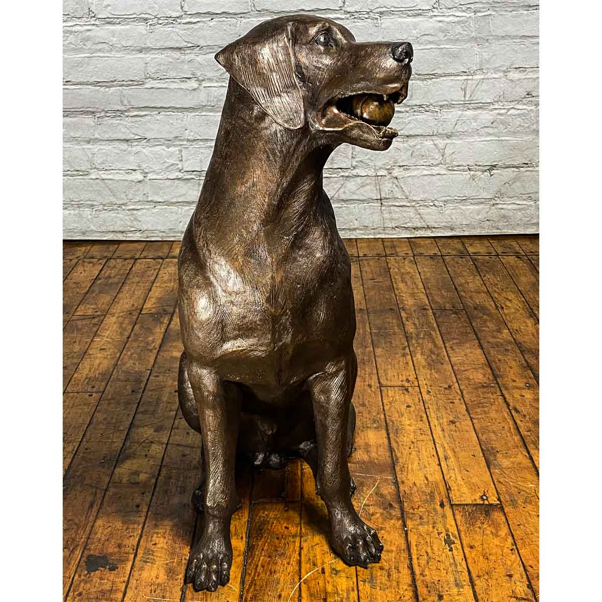 Bronze Labrador Dog Statue, "Bailey"-18. Asian & Chinese Furniture, Art, Antiques, Vintage Home Décor for sale at FEA Home
