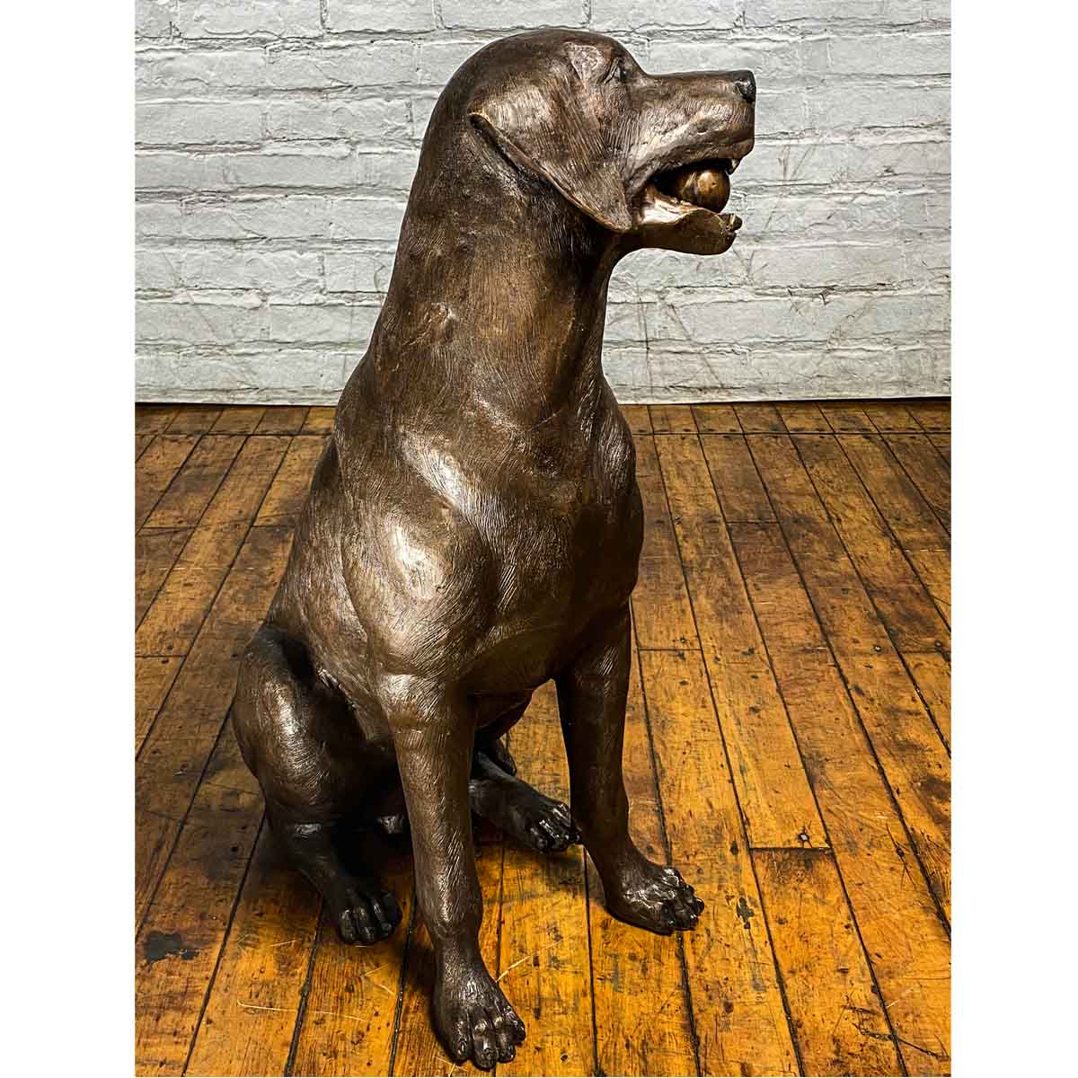 Bronze Labrador Dog Statue, "Bailey"-24. Asian & Chinese Furniture, Art, Antiques, Vintage Home Décor for sale at FEA Home